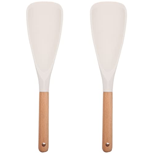 HEMOTON 2 Uds Cucharas de Arroz de Silicona Paleta de Arroz Espátula de Arroz Cuchara de Arroz Antiadherente Olla Arrocera Resistente Calor Cuchara para Servir Puré de Patatas para El