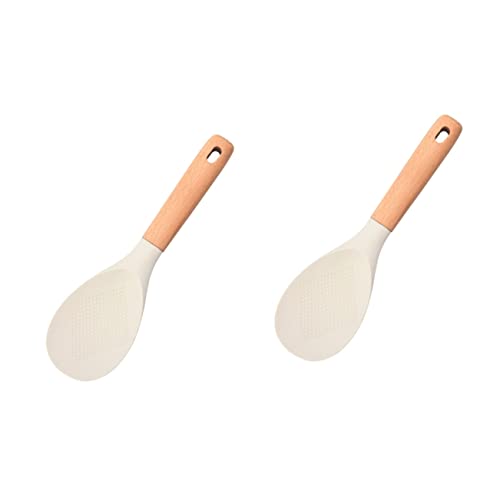 UPKOCH 2 Uds Cuchara De Arroz De Silicona Con Mango De Madera Arrocera De Gel De Sílice Blanca Para El Hogar