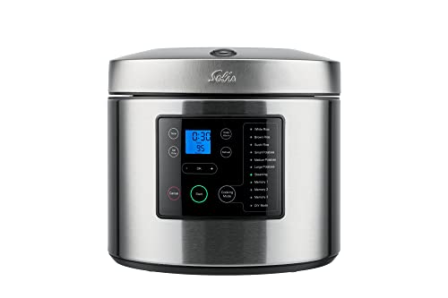 Solis Rice & Potato Cooker 8161 - Hervidor de patatas y arrocera - Vaporera con función de temporizador - 7 programas - Función de calentamiento - Capacidad de 5 litros - Plata