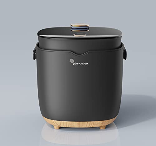 Kitchtrixx Cocina digital de arroz y vapor, olla de bajo Sugar Rice, multicocina de 2 L, temporizador, 9 programas, incluye amortiguador, cuchara y taza medidora, color negro