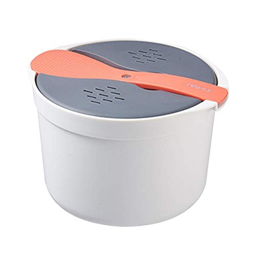 chlius Olla Arrocera De Microondas, 2 L Cocedor de Arroz Y Grano para Microondas con Colador, Tapa Y Cuchara de Arroz, Plástico Libre de BPA, Resistente Al Calor -20 ? A 120 ?, para Cocinar En Casa