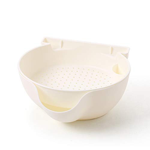 Moolo Frutero Lavabo, 2 Pisos Cesta de Drenaje Olla Arrocera Cesta de Lavado Creativa Frutero Plato de Fruta Cesta de Fruta para Cocina Plato de Fruta (Color : Blanco)