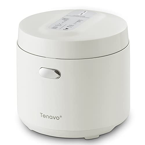 Tenavo Mini Olla Arrocera Inteligente, Olla arrocera pequeña de 1,6L para 2-4 personas, Multi-cocina para arroz integral, Arroz Blanco, Quinoa, Avena cortada al acero, y granos, Control táctil (Beige)