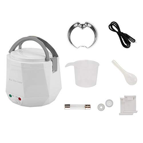 Ba30DEllylelly Olla arrocera para coche 24v Camión 1.6l Olla arrocera Mini olla arrocera 2 personas -3 personas Blanco Aislamiento portátil seguro