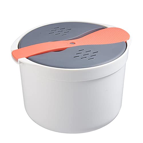 Olla Arrocera para Microondas, Olla Arrocera Al Vapor para Microondas De 2L con Tapa Coladora y Cuchara para Arroz, Recipiente Multifunción para Microondas, para arroz, cous cous, Quinoa, Pasta