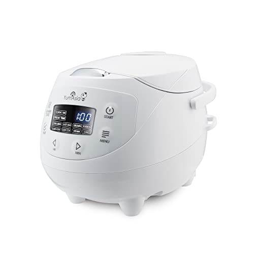 Yum Asia Panda Mini arrocera con cuenco de cerámica Ninja y lógica difusa avanzada (3,5 tazas, 0,63 litros) 4 funciones de arroz, 4 funciones de multicocina 220-240V (Arctic White)