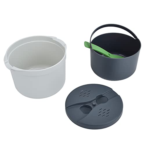 Olla Arrocera Para Microondas, 2L, Material PP De Grado Alimenticio, Colador De Tapa De Cuchara De Arroz, Olla Humeante, Juego De Olla Arrocera, Utensilios De Cocina, Vapor(Green)