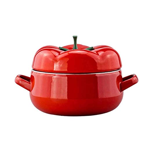 DYXYH Olla, cazuela, Esmalte de Hierro Fundido Cazuela con Preciado Tapa de Hierro Fundido con Creative Tapa de la Llama de Gas Modernas Sopa de Olla (Color : Red)
