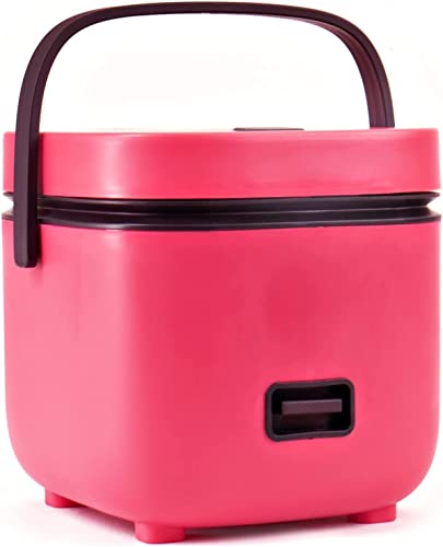 Mini Arrocera de 1.2L con Vapor, Cocción Antiadherente, Protección Contra Altas Temperaturas, Operación con un Solo Toque, Perfecta Para Cocinar Arroz, Carne, Fideos o Sopa (Rojo colorete)