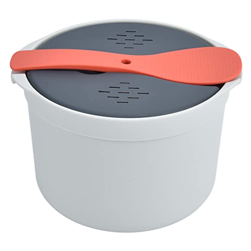 Olla arrocera para microondas, 2 L Olla para pasta Apta para microondas de grado alimenticio PP Olla a presión para microondas Cuchara Tapa Colador Antiadherente Olla(Naranja)