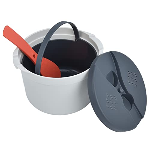 Juego de Olla Arrocera de 2L, Olla Arrocera para Microondas, Ollas Arroceras, Pequeños Electrodomésticos (Naranja)