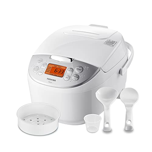 Toshiba Arrocera 6 tazas sin cocinar (3 L) con lógica difusa y cocción de un solo toque, color blanco