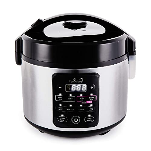 Yum Asia Kumo YumCarb Cocina de arroz con tazón de cerámica y lógica difusa avanzada, (5.5 tazas, 1 litro), 5 funciones de cocción de arroz, 3 funciones de multicocina, 220-240V