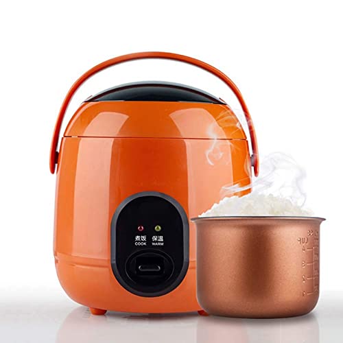 Olla Arrocera Eléctrica De 1,2 L, Mini Olla Arrocera De Aislamiento Multicooker Con Función De Mantenimiento Del Calor, Espátula Y Taza Medidora, Fiambrera De Calentamiento Rápido Para Cocina,Naranja