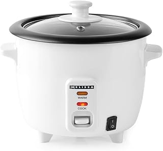 Melissa Olla arrocera 0.6L - 300W - con revestimiento antiadherente - Inserto de vapor - Función mantener caliente - Apagado automático - Incluye taza y cuchara medidoras - Blanco