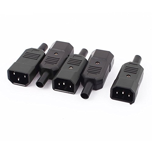 sourcing map 5uds IEC 320 C14 Plástico Macho Alimentación Adaptador Recableable Conector Convertidor CA 250V 10 A