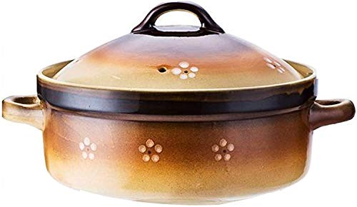 Cacerola con tapa Cacerola for sopa Cazuela japonesa Donabe Cazuela de cerámica, Olla de barro de barro, Olla arrocera de arcilla, Cacerola de cerámica redonda, Olla resistente al calor Slow S ( Color