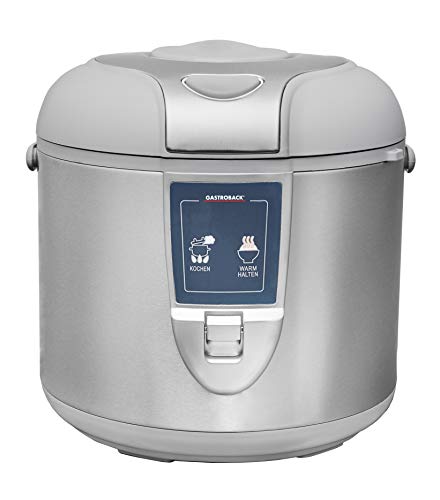 Gastroback 42518 Arrocera eléctrica, Capacidad 5 litros, para cocer 10 Tazas arroz, 650 W, 0 Decibeles, Acero Inoxidable