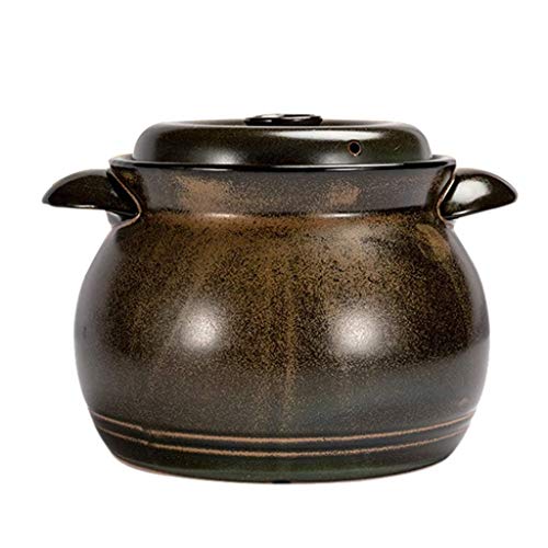 YWSZJ Arrocera con tapa, estilo japonés Arrocera Maceta redonda cuerpo, único manija doble Diseño resistente a altas temperaturas (Size : 3800ml)