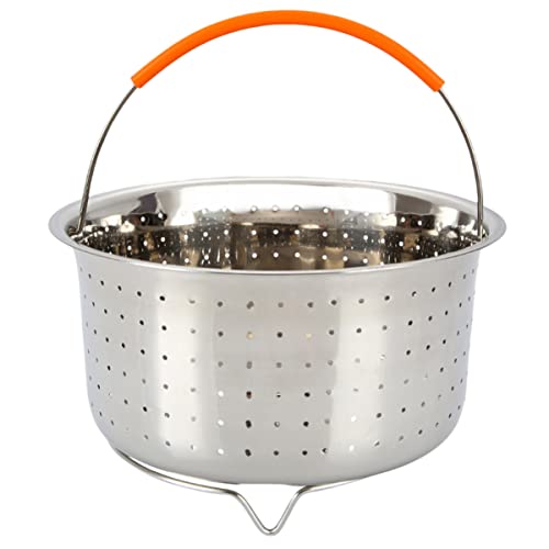 UPKOCH De Acero Inoxidable Olla Arrocera Cesta De Limpieza De Frutas Cesta De Drenaje Vaporera Cesta De Vapor Con Asa Olla Arrocera Plateada