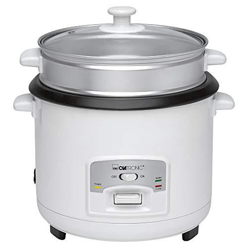 Clatronic RK 3566 Arrocera, Capacidad 3 litros para 2,5 kg arroz hervido, 700 W, 2000 W, 2.5 litros, Edelstahl, Blanco