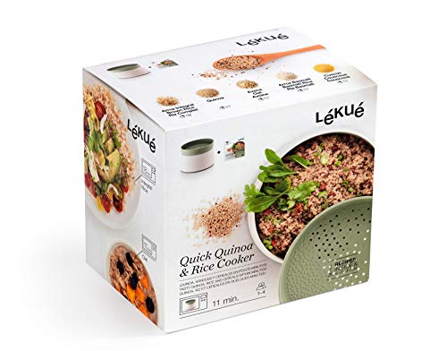 Lékué Recipiente para cocinar Quinoa, Arroces y Cereales, 1 Litro, Color Verde, Único