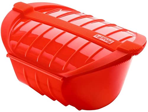 Lékué - Estuche hondo de vapor XL, capacidad de 1000 ml, color rojo, para 3-4 personas
