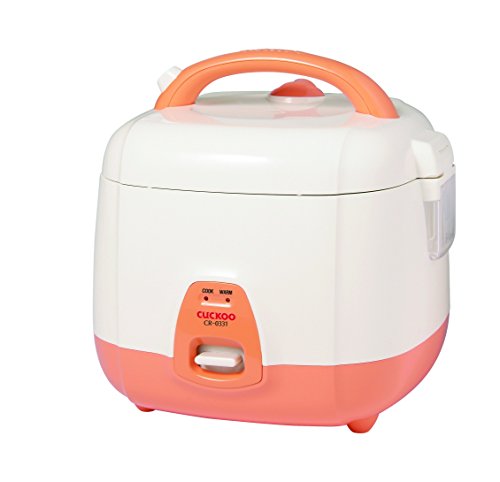 Cuckoo CR-0331 - Arrocera eléctrica básica y calentador, olla interior antiadherente, fabricado en Corea, 3 tazas, blanco/naranja