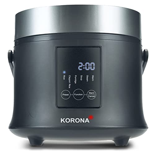 Korona 58011 Arrocera digital y vaporera con función de mantener el calor, olla extraíble, pantalla LED con botones táctiles, temporizador de 24 horas, incluye taza medidora y cuchara de arroz