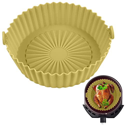 8,5 pulgadas Olla de Silicona para Freidora de Aire, Silicona Freidora Aire Reutilizables y Antiadherentes,Accesorios Airfryer para Hornear Pasteles Microondas, etc