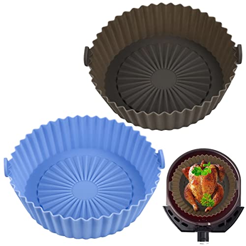 2 Piezas Olla de Silicona para Freidora de Aire 16.5cm, Silicona Freidora Aire Reutilizables y Antiadherentes Extra Grande,Accesorios Airfryer para Hornear Pasteles Microondas, etc