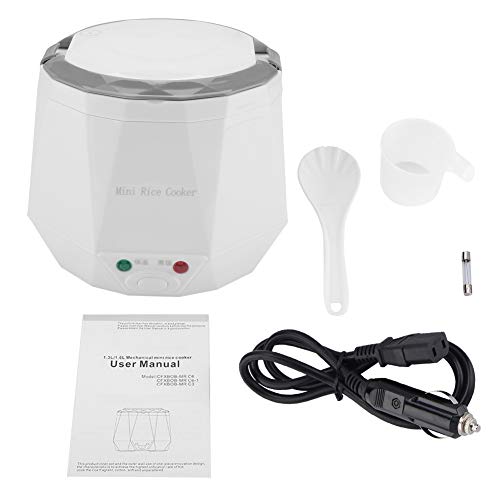 Ladieshow 1.6 L Mini fiambrera eléctrica portátil multifuncional olla arrocera vapor de alimentos para camión, 24 V 140 W(Blanco)