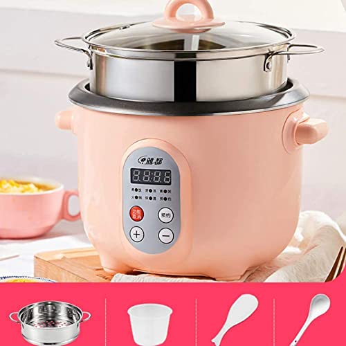 Olla Arrocera Casera, Pequeños Electrodomésticos Para Dormitorio, Puede Cocinar Rápidamente, Gachas/Sopa, Vaporera Con Función De Mantener Caliente Y Temporizador Para Granos Y Avena,Rosado