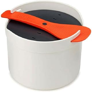 Joseph Joseph M-Cuisine Vaporera para Cocinar Arroz y Granos en Microondas, Apta para Lavavajillas - Piedra/Naranja, 2 Litros