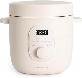 CREATE/RICE COOKER STUDIO/Arrocera eléctrica multifunción 1,2L blanco roto/Programable hasta 24h, con cesta vaporera, prepara tartas, guisos o sopas, función de mantener el calor, 300W