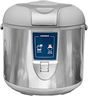 GASTROBACK 42507 Arrocera Eléctrica, Capacidad 3 Litros, para Cocer 5 Tazas Arroz, 700 W, Acero Inoxidable