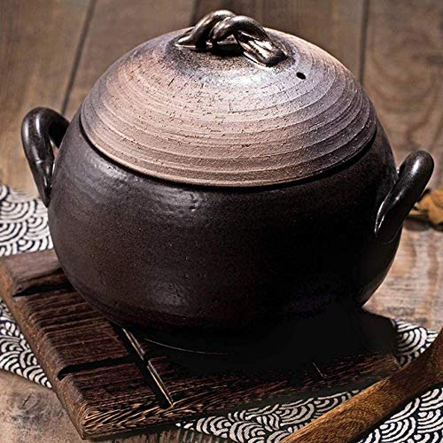 Olla arrocera Japonesa con Tapa, cazuela Redonda de cerámica, estofado Lento SL, Olla de Barro Resistente al Calor, Olla de arroz Caliente (1,5 l)