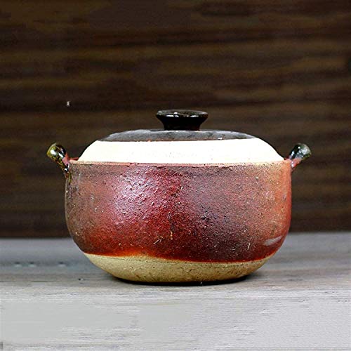 Cacerola portadora de cazuela con tapa, cazuela de sopa, olla arrocera japonesa Donabe, cazuela de cerámica resistente al calor, cacerola saludable, olla caliente, olla de arroz de barro, olla de esto