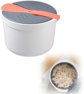 Olla arrocera para microondas de plástico de grado alimenticio, 2 L, antiadherente, para arroz y pasta, incluye colador de tapa de cuchara de arroz y olla para cocinar al vapor para lavavajillas de