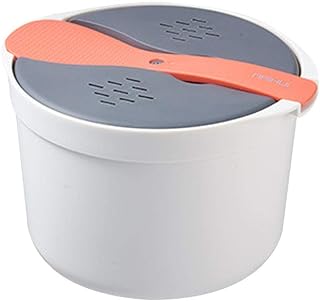 Olla Arrocera De Microondas, 2 L Cocedor de Arroz Y Grano para Microondas con Colador, Tapa Y Cuchara de Arroz, Plástico Libre de BPA, Resistente Al Calor -20 ? A 120 ?, para Cocinar En Casa