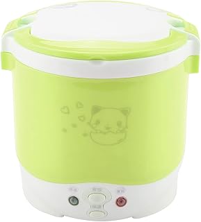 Olla Arrocera Portátil 24V 140W para Camiones, 1L Verde (Verde) | Vaporizador de alimentos multifuncional, olla interior antiadherente con doble hebilla de seguridad, para viajes en coche y