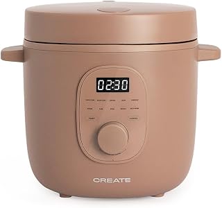 CREATE/RICE COOKER STUDIO/Arrocera eléctrica multifunción 1,2L moca/Programable hasta 24h, con cesta vaporera, prepara tartas, guisos o sopas, función de mantener el calor, 300W