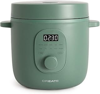 CREATE/RICE COOKER STUDIO/Arrocera eléctrica multifunción 1.2L verde sage/Programable hasta 24h. con cesta vaporera. prepara tartas. guisos o sopas. función de mantener el calor. 300W