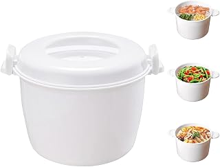 Arrocera microondas, arrocera portátil para microondas, olla de vapor con cuchara de arroz y cubierta de filtro, sin BPA, para cocinar al vapor, servir y almacenar, ideal para cereales, cuscús (1,8 L)