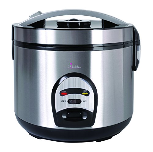 bkitchen Cook 200 - Arrocera de Acero Inoxidable con función de Vapor y Mantenimiento del Calor, arroz, Carne, Pescado y Patatas