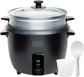 BLACK+DECKER - Arrocera Eléctrica BXRC1800E | 700W | 1,8L hasta 7 Raciones | Cocción y Mantenimiento Calor | Antiadherente | Vaso Medidor y Cuchara | Apta Lavavajillas | Negro