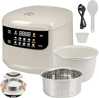 Arrocera Low Sugar 2L, arrocera 10 en 1 con vaporera y temporizador | Con función baja en carbohidratos, mantener caliente 8 h y temporizador 24 h, fácil de limpiar para uso diario