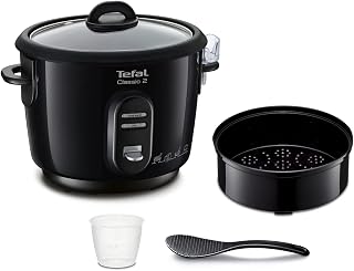 TEFAL RK102811 Cuiseur a riz Classic 2 - Noir | Prepara 900 g de arroz para 4 personas – Olla arrocera con mantenimiento en caliente – Depósito antiadherente – Cesta de
