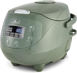 Yum Asia Panda Mini arrocera con cuenco de cerámica Ninja y lógica difusa avanzada (3,5 tazas, 0,63 litros) 4 funciones de arroz, 4 funciones de multicocina 220-240V (Verde salvia)