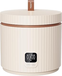TOKIT Olla Arrocera Pequeña Multifunción PRO 1,5 L con Botones de Pantalla Táctil para 1 a 3 Personas, Arrocera antiadherente para interiores con revestimiento de cerámica (Beige) Reiskocher